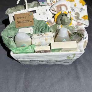 NEW 47PC Dinosaur Themed Baby Gift Basket